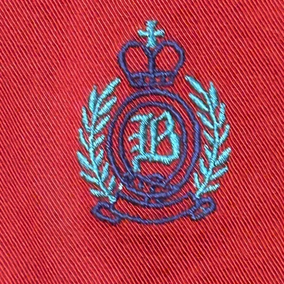 Vintage 90s deadstock Bugle Boy red long sleeve logo crest button down shirt XL - Picture 2 of 7